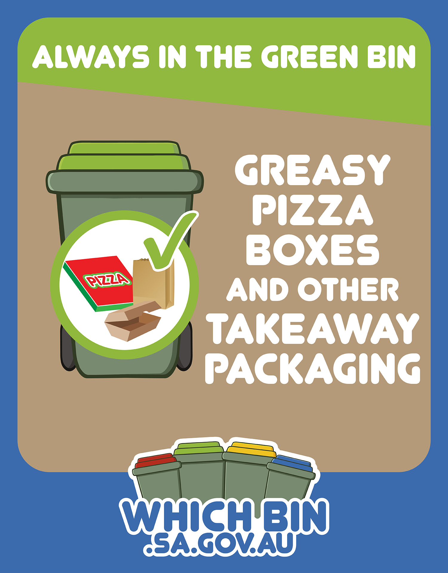 Always in the green bin: greasy pizza boxes and other takeaway packaging